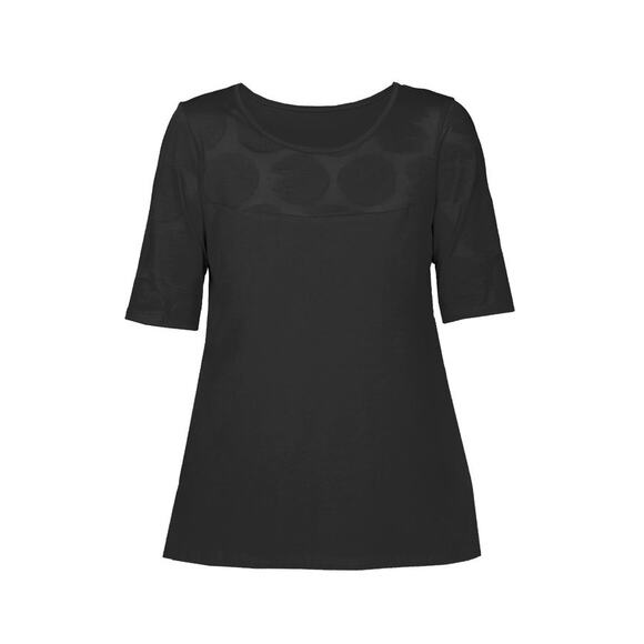 Luukaa Women's Black Tee Polka Dot Size 6 Cotton T-Shirt Short Sleeve NWT - Picture 1 of 1